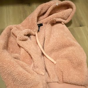 a pink fluffy jacket